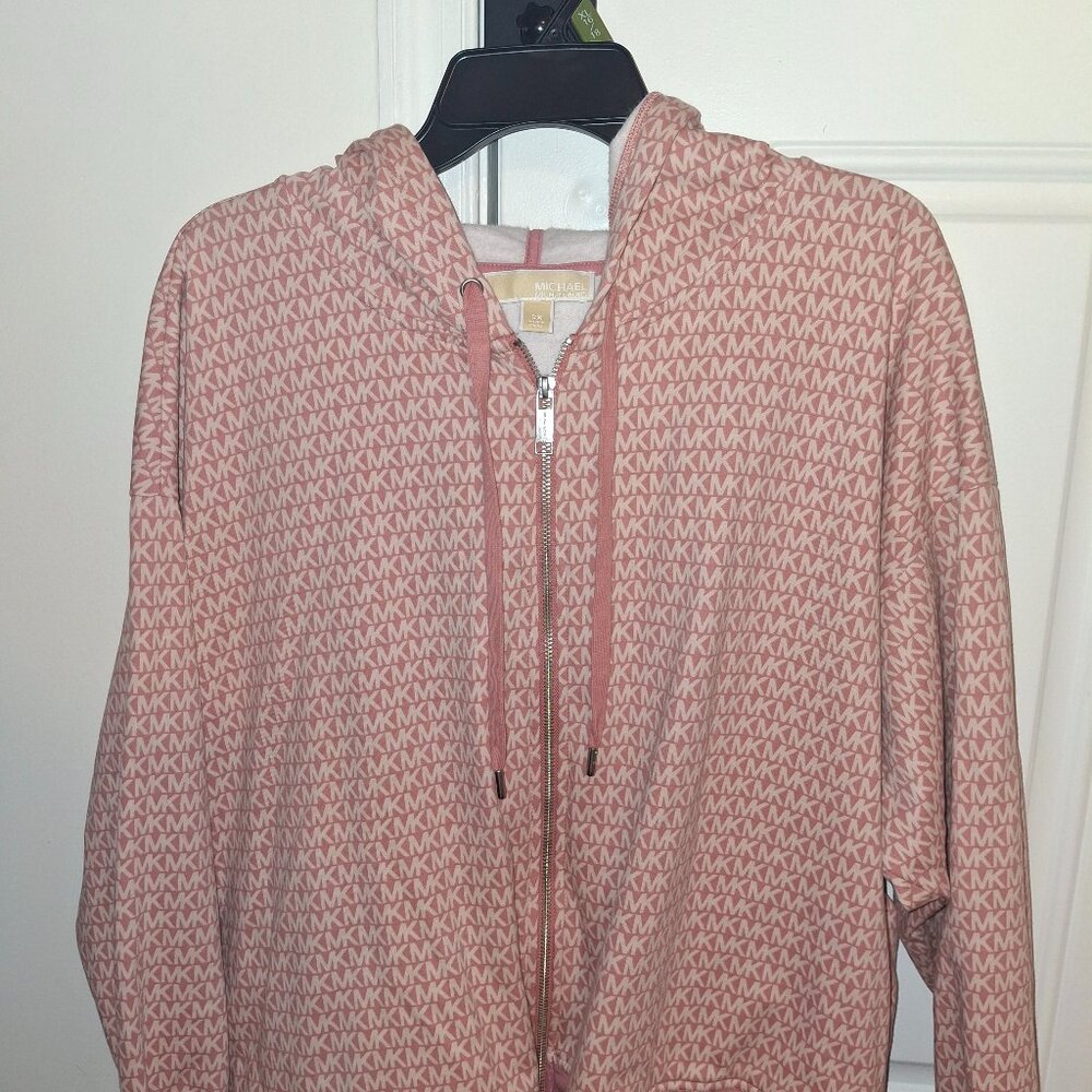 Michael Kors Monogram Print Zip Up Hoodie